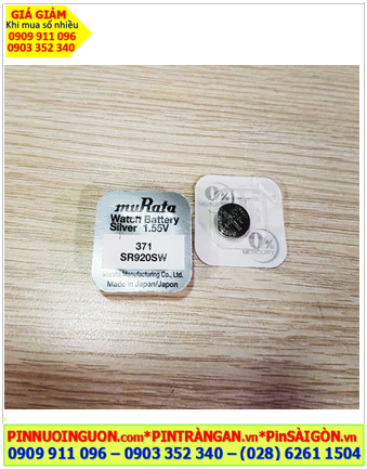 MuRata SR920SW _Pin 371; Pin đồng hồ 1.55v Silver Oxide MuRata SR920SW _Pin 371